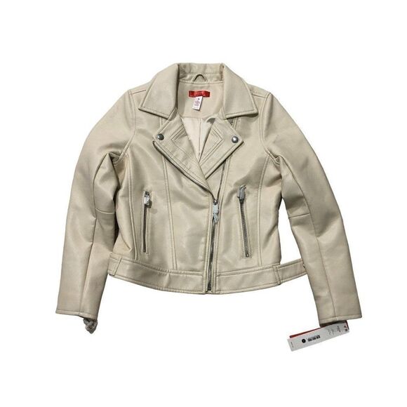 Aqua Girl Autumn Pu Faux Leather Motorcycle Zipper Jacket Girl's Size L - Picture 1 of 7